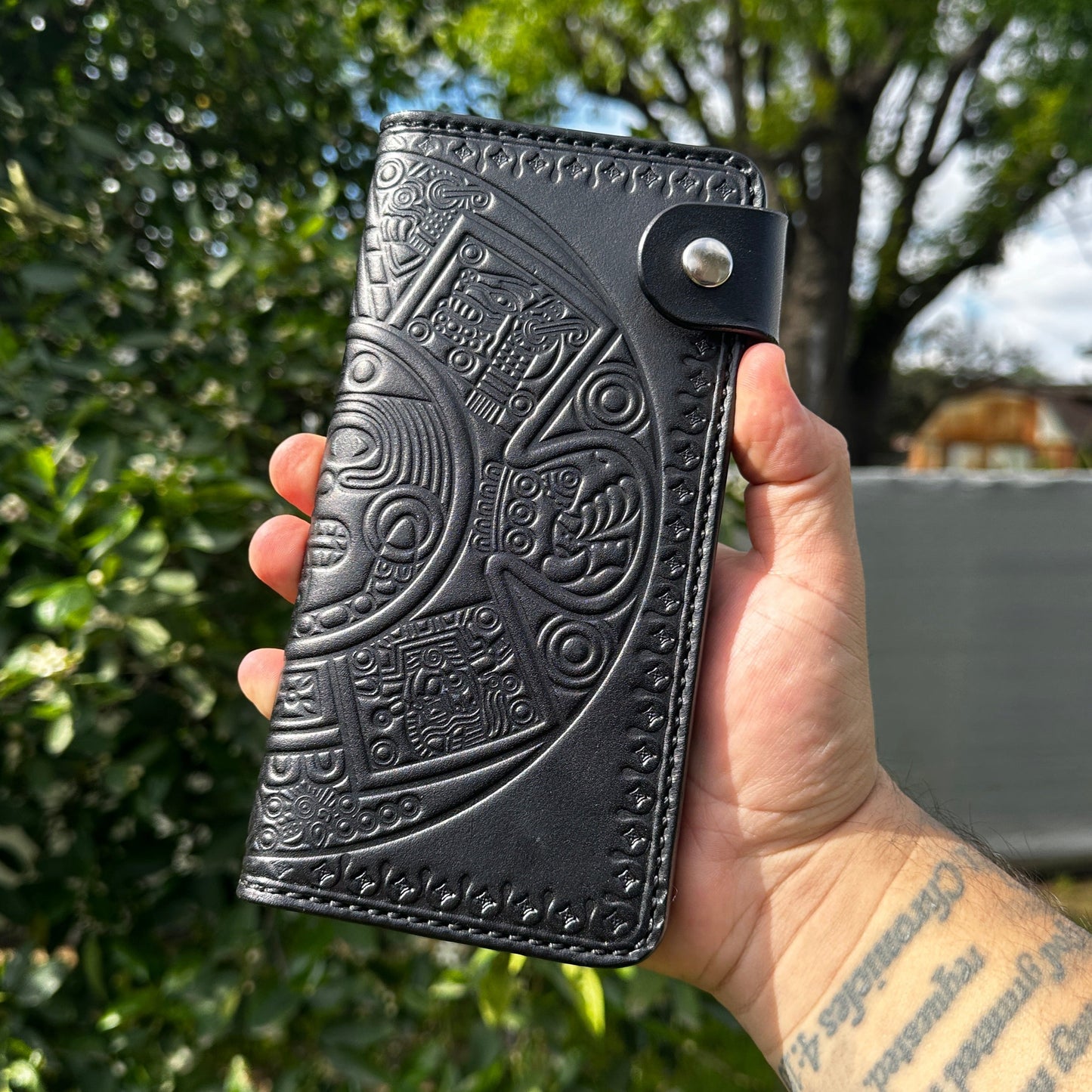 Aztec Calendar Long Biker / Trucker Wallet