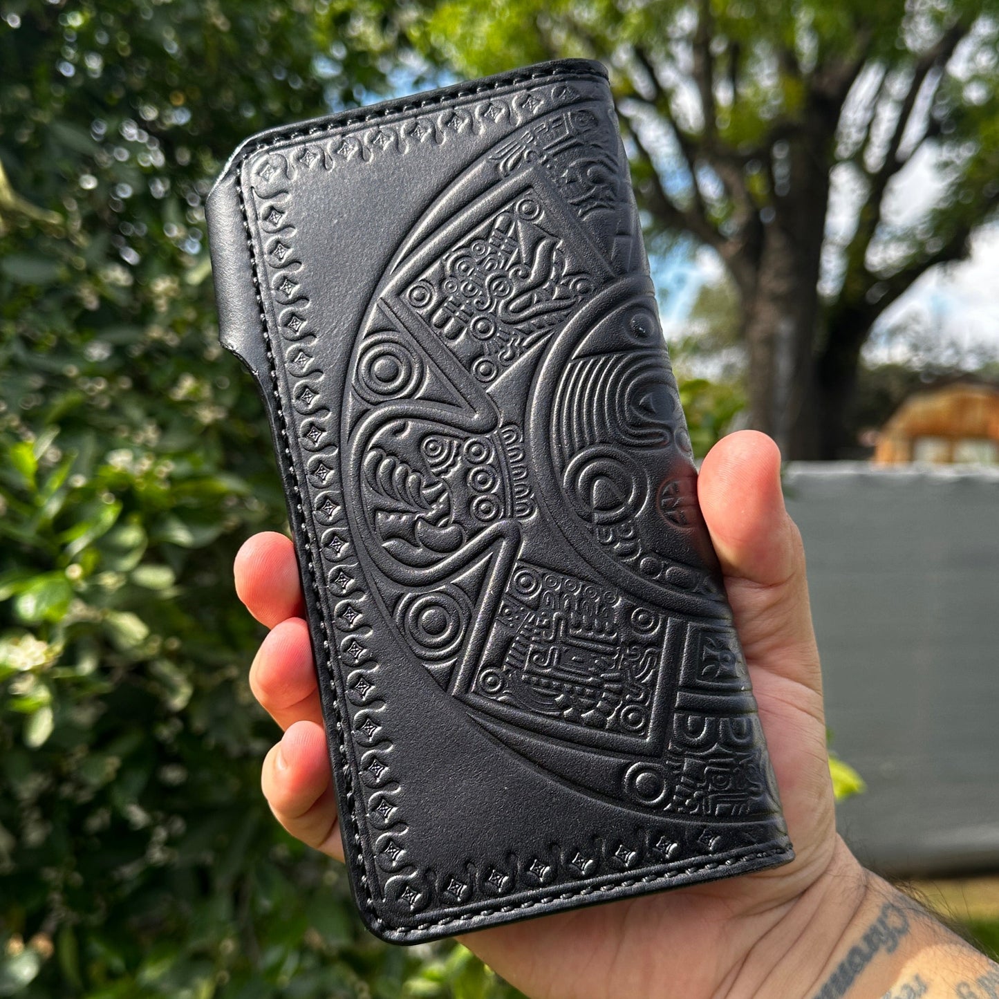 Aztec Calendar Long Biker / Trucker Wallet