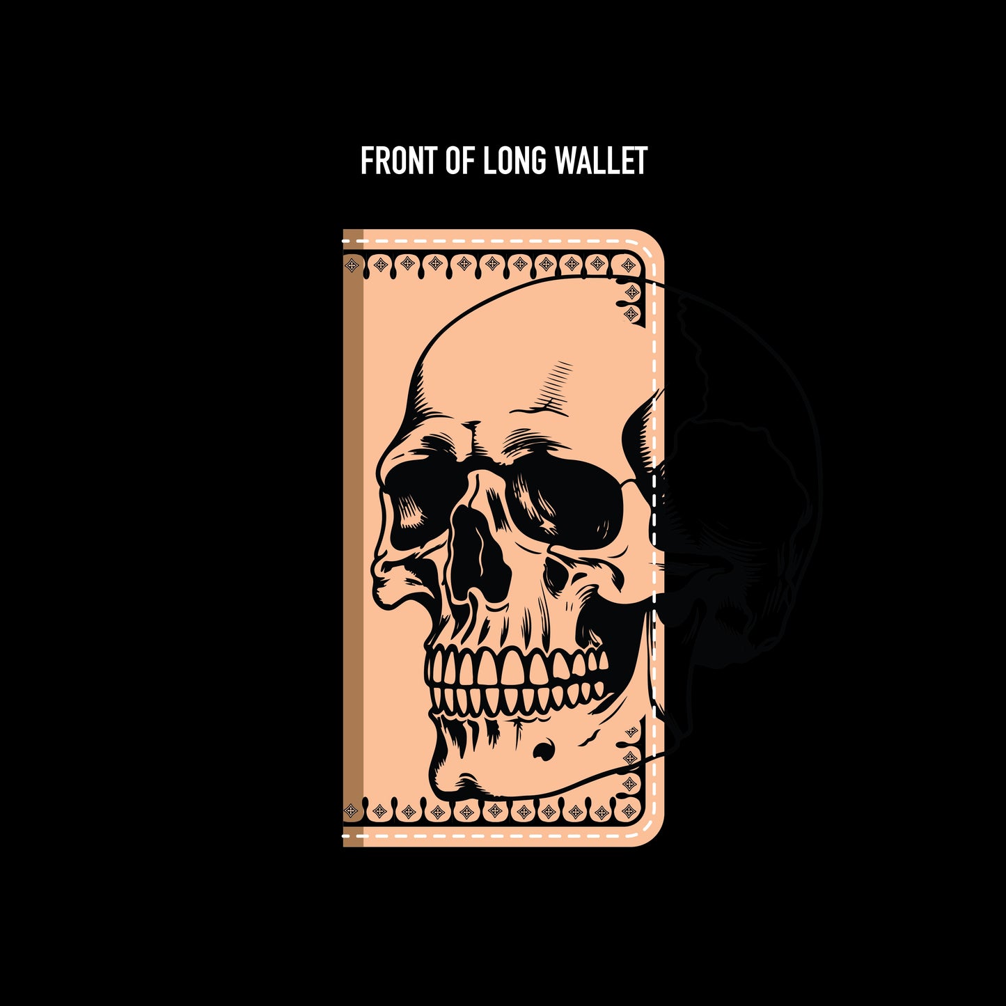 Skull Face Long Wallet Mock Up