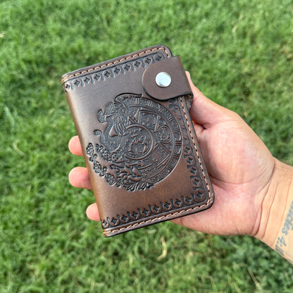 Aztec Calendar w/ Eagle Biker/Trucker Medium Wallet