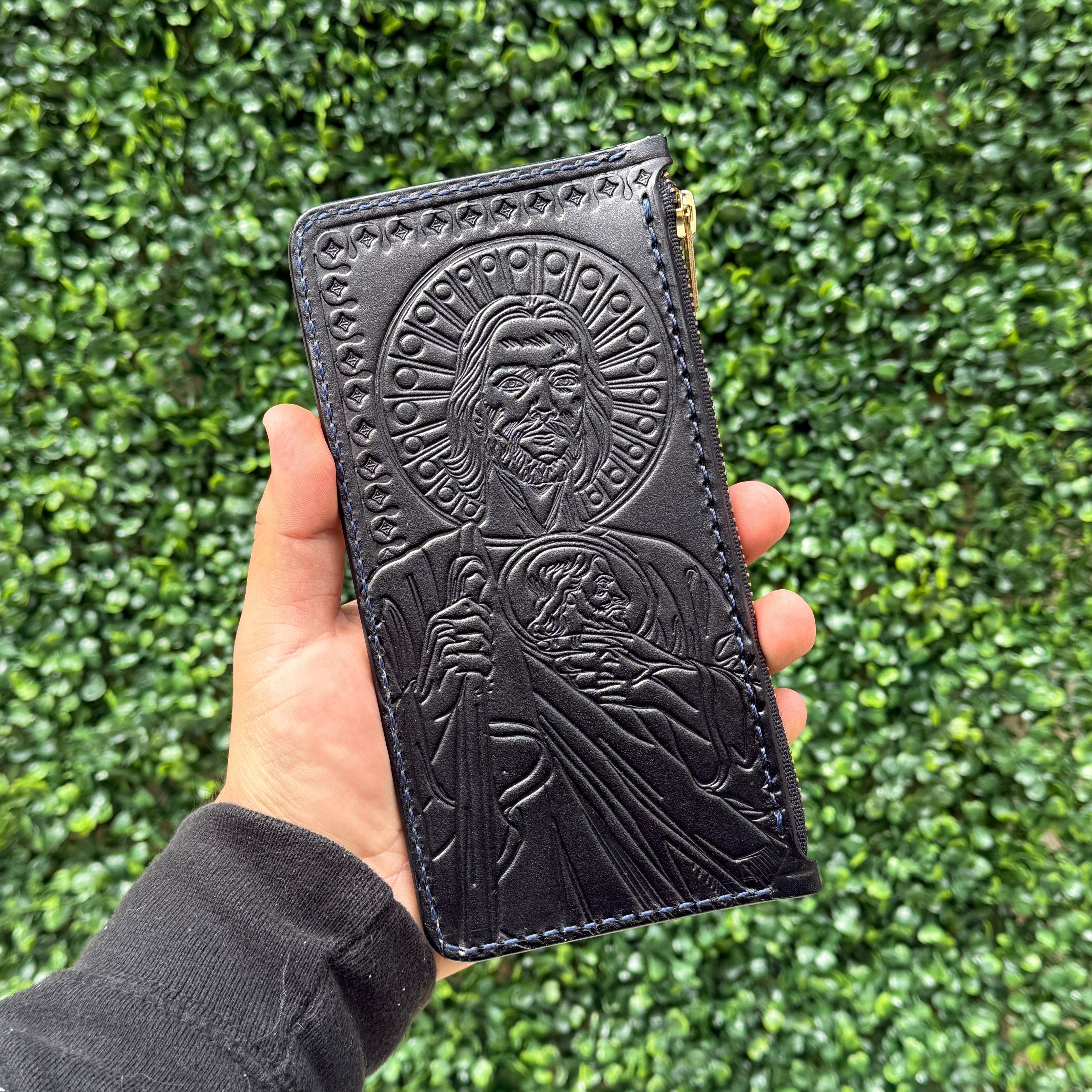 Virgin Mary / San Judas Long Zipper Pouch Wallet – Solis Leather Goods